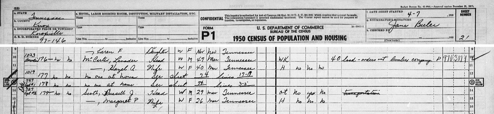 April 1950 census: Russell J
